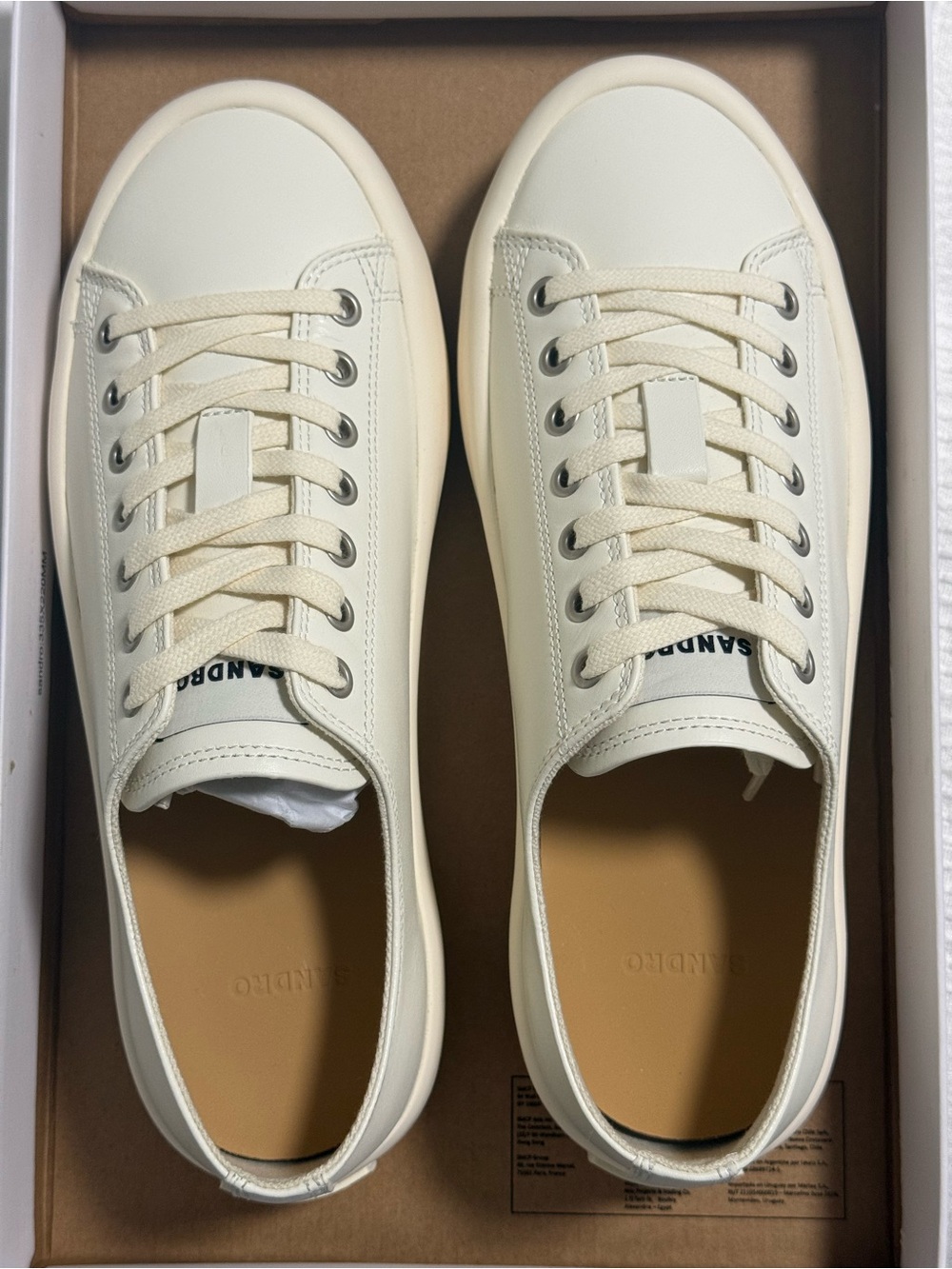 Sandro Men's Off-White Leather Low-Top Sneakers